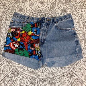 custom avengers levi jean shorts